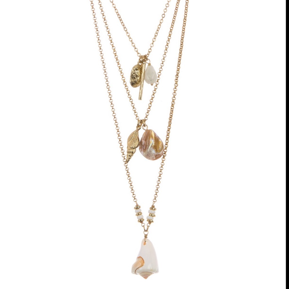 Melrose and Market 3-Layer Shell Charm Necklace